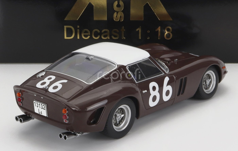 Kk-scale Ferrari 250 Gto Coupe N 86 4th Targa Florio 1962 P.ferraro - G.scarlatti 1:18 Hnědá Bílá