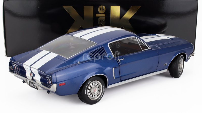 Kk-scale Ford usa Mustang Gt Fastback Coupe 1968 1:12 Modrá Bílá