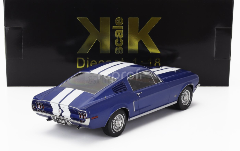 Kk-scale Ford usa Mustang Gt Fastback Coupe 1968 1:18 Modrá Bílá