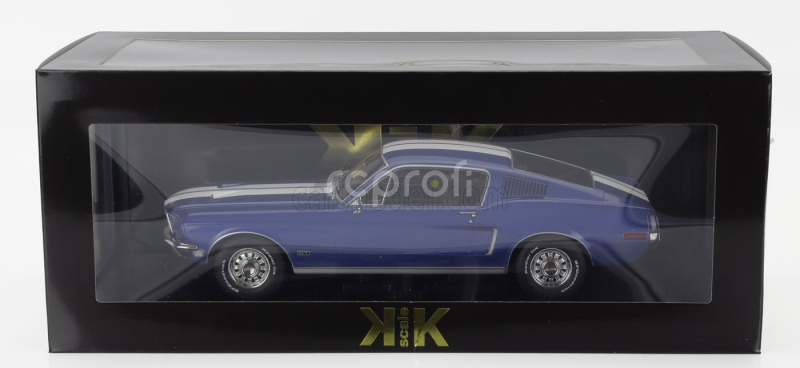 Kk-scale Ford usa Mustang Gt Fastback Coupe 1968 1:18 Modrá Bílá