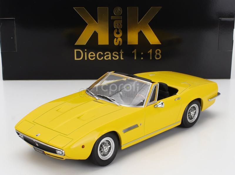Kk-scale Maserati Ghibli Spider Cabriolet Open 1970 - Spoked Rims - Cerchio A Raggio 1:18 Žlutá