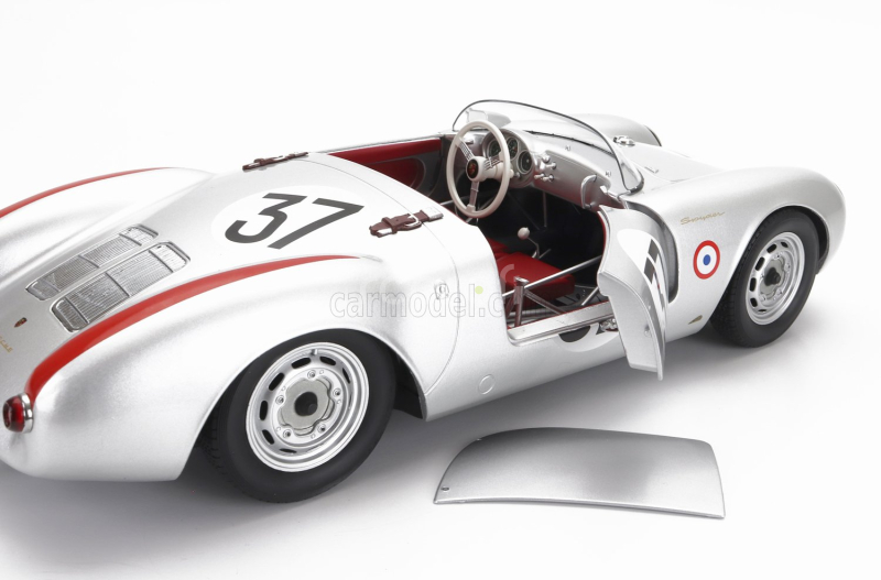 Kk-scale Porsche 550 Rs Spider 1.5l Team Porsche Kg N 37 24h Le Mans 1955 H.polensky - R.von Frankenberg 1:12 Silver
