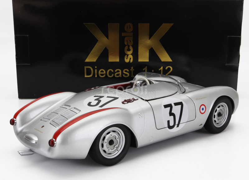Kk-scale Porsche 550 Rs Spider 1.5l Team Porsche Kg N 37 24h Le Mans 1955 H.polensky - R.von Frankenberg 1:12 Silver