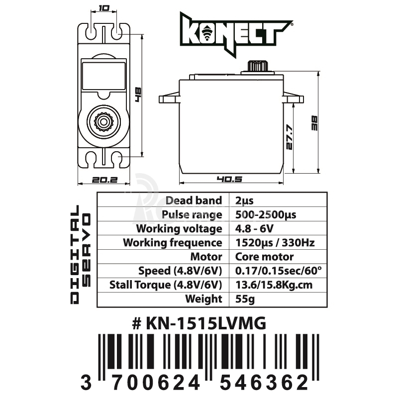 KONECT 15 kg Digital servo (15kg-0,15s/60°)