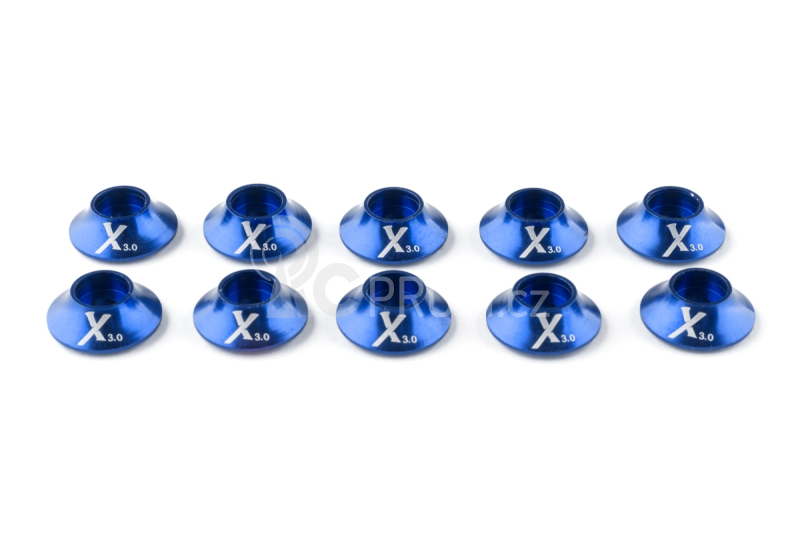 Kovová podložka s O-kroužkem (X logo) 3 mm, modrá, 10.ks