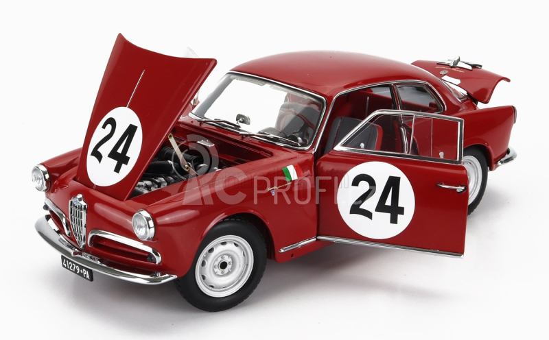Kyosho Alfa romeo Giulietta Sv Sprint Veloce N 24 Targa Florio 1958 N.todaro - R.barbato 1:18 Red