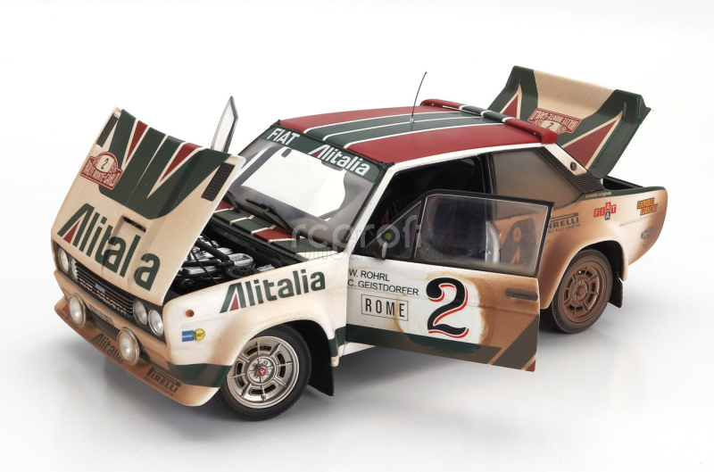 Kyosho Fiat 131 Abarth Alitalia (dirty And Night Version) N 2 4th Rally Montecarlo 1978 Walter Rohrl - Christian Geistdorfer 1:18 Bílá Zelená Červená