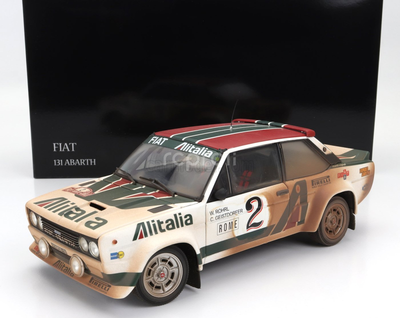 Kyosho Fiat 131 Abarth Alitalia (dirty And Night Version) N 2 4th Rally Montecarlo 1978 Walter Rohrl - Christian Geistdorfer 1:18 Bílá Zelená Červená