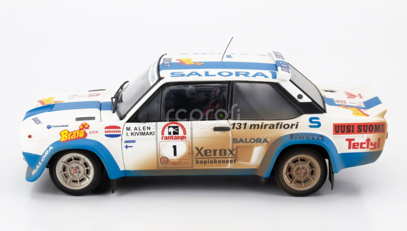 Kyosho Fiat 131 Abarth (dirty And Night Version) N 1 Winner Rally 1000 Lakes 1980 Markku Alen - Ilkka Kivimaki 1:18 Bílá Světle Modrá