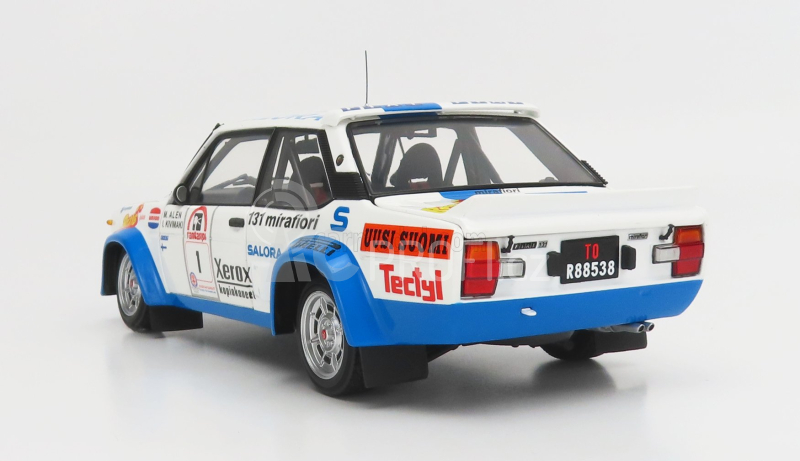Kyosho Fiat 131 Abarth N 1 Winner Rally 1000 Lakes 1980 1:18, bílomodrá
