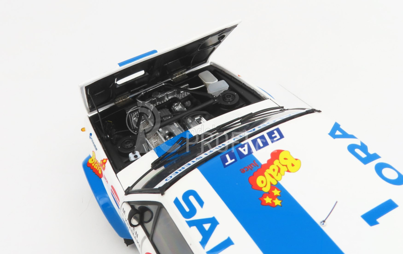 Kyosho Fiat 131 Abarth N 1 Winner Rally 1000 Lakes 1980 1:18, bílomodrá