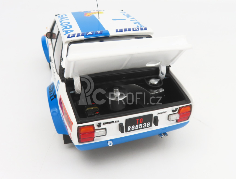 Kyosho Fiat 131 Abarth N 1 Winner Rally 1000 Lakes 1980 1:18, bílomodrá