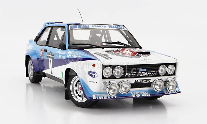 Kyosho Fiat 131 Abarth N 2 Winner Rally Piancavallo 1981 1:18, bílomodrá
