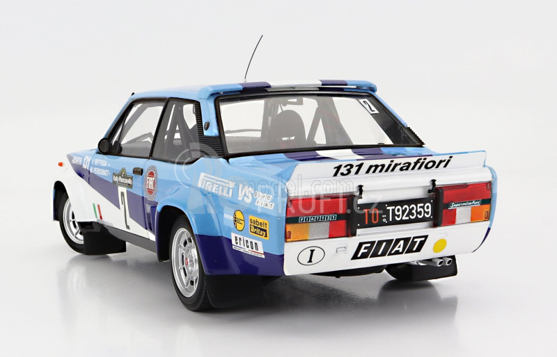 Kyosho Fiat 131 Abarth N 2 Winner Rally Piancavallo 1981 1:18, bílomodrá