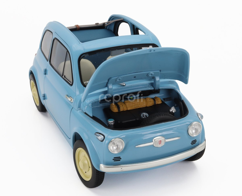 Kyosho Fiat 500 D Cabriolet Open 1960 1:18 Celeste Crociera - Světle Modrá