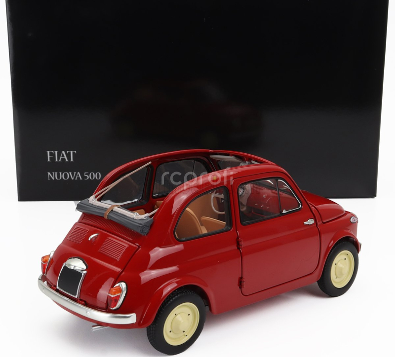 Kyosho Fiat 500 D Cabriolet Open 1960 1:18 Rosso Corallo - Červená