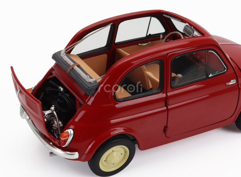Kyosho Fiat 500 D Cabriolet Open 1960 1:18 Rosso Corallo - Červená