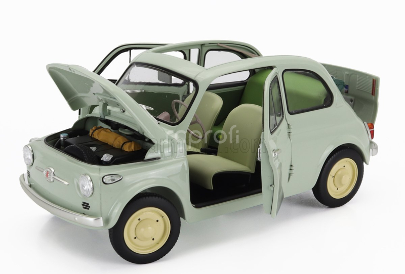 Kyosho Fiat 500 D Cabriolet Open 1960 1:18 Verde Chiaro - Světle Zelená