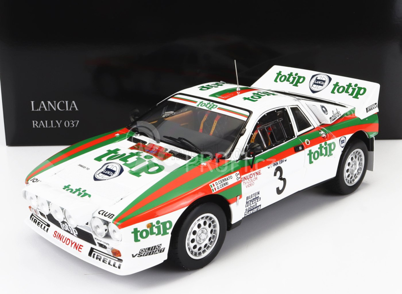 Kyosho Lancia 037 Totip N 3 Rally Isola D'elba 1985 D.Cerrato - G.Cerri 1:18, bílá