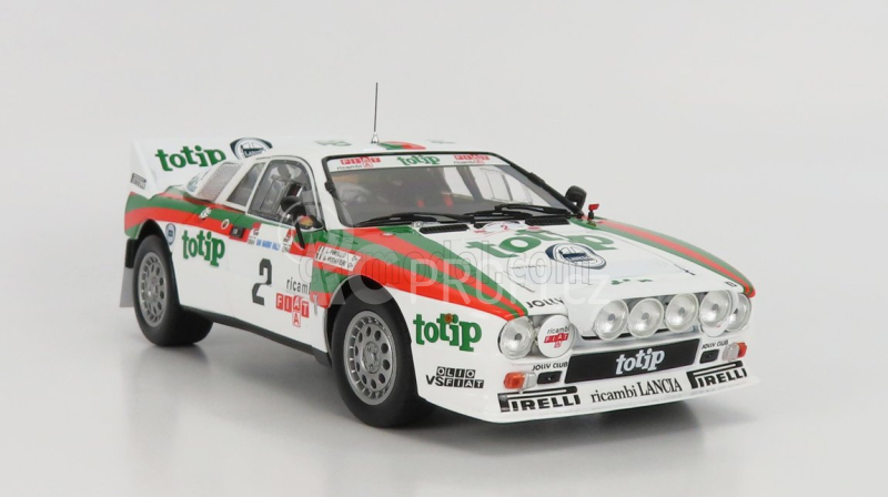 Kyosho Lancia 037 Totip Rally San Marino 1984 A.Vudafieri - L.Pirollo 1:18, bílá