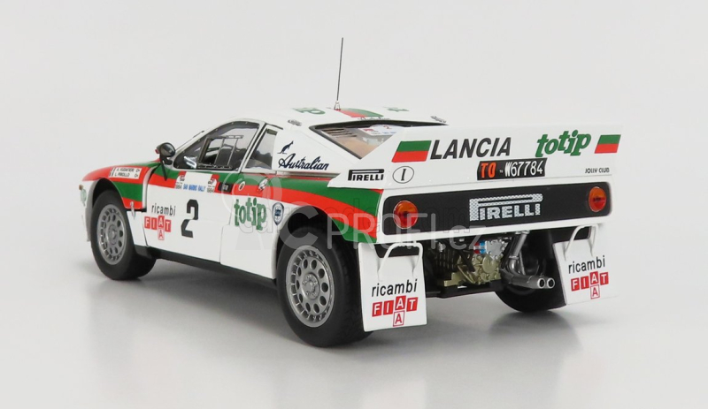 Kyosho Lancia 037 Totip Rally San Marino 1984 A.Vudafieri - L.Pirollo 1:18, bílá