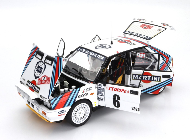 Kyosho Lancia Delta Hf Integrale 4wd (night Version) Team Martini Racing N 6 Winner Rally Montecarlo 1987 Miki Biasion - Tiziano Siviero 1:18 Bílá Červená Modrá