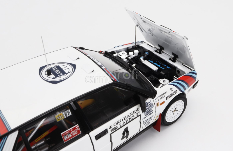 Kyosho Lancia Delta Hf Integrale 4wd Team Lancia  N 4 Winner Rally 1000 Lakes 1987 Markku Alen - Ilkka Kivimaki 1:18 Bílá Červená Modrá