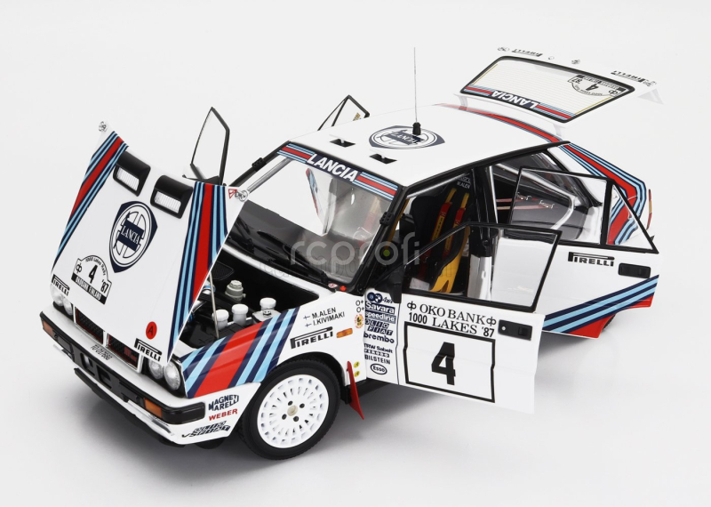 Kyosho Lancia Delta Hf Integrale 4wd Team Lancia  N 4 Winner Rally 1000 Lakes 1987 Markku Alen - Ilkka Kivimaki 1:18 Bílá Červená Modrá