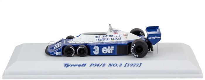 Kyosho Tyrrell F1  P34/2 Elf 6 Wheeler N 3 Season 1977 Ronnie Peterson 1:64 Modrá Bílá