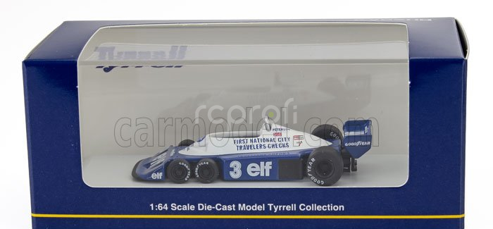 Kyosho Tyrrell F1  P34/2 Elf 6 Wheeler N 3 Season 1977 Ronnie Peterson 1:64 Modrá Bílá