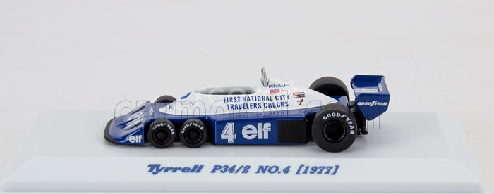 Kyosho Tyrrell F1  P34/2 Elf 6 Wheeler N 4 Season 1977 Patrick Depailler 1:64 Modrá Bílá
