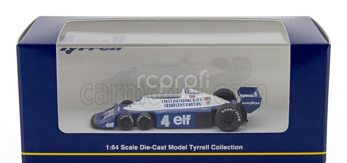 Kyosho Tyrrell F1  P34/2 Elf 6 Wheeler N 4 Season 1977 Patrick Depailler 1:64 Modrá Bílá