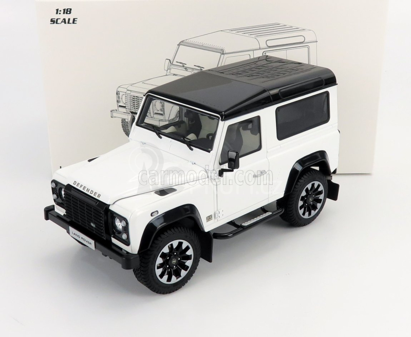 Lcd-model Land rover Defender 90 Works V8 70th Edition 2018 1:18 Bílá