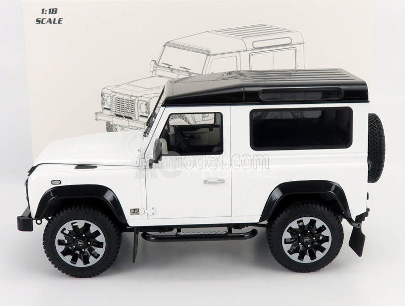 Lcd-model Land rover Defender 90 Works V8 70th Edition 2018 1:18 Bílá