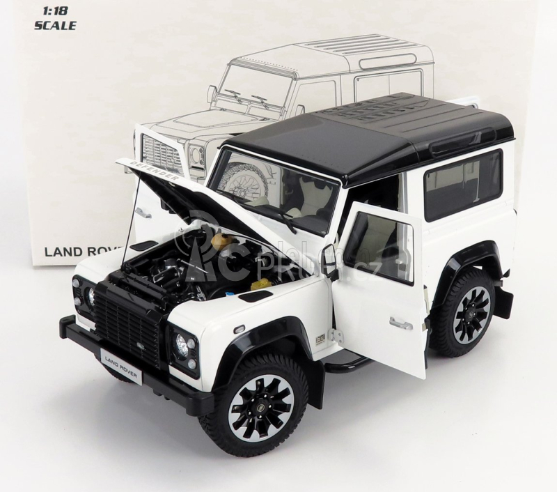 Lcd-model Land rover Defender 90 Works V8 70th Edition 2018 1:18 Bílá