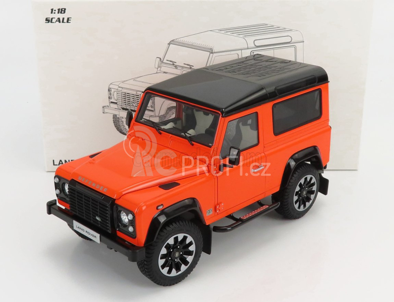 Lcd-model Land rover Defender 90 Works V8 70th Edition 2018 1:18 Orange