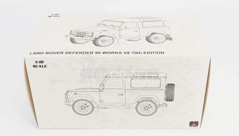 Lcd-model Land rover Defender 90 Works V8 70th Edition 2018 1:18 Orange