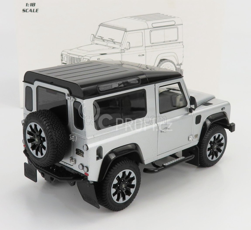 Lcd-model Land rover Defender 90 Works V8 70th Edition 2018 1:18 Silver