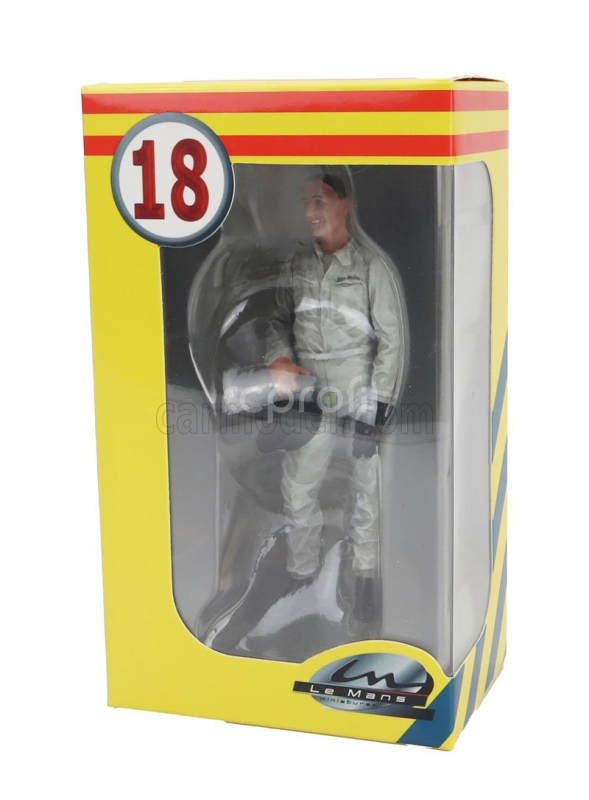 Le mans miniatures Figures Pilota Automobilistivo M.ken - Pilot Driver 24h Le Mans 1966 1:18 Grey