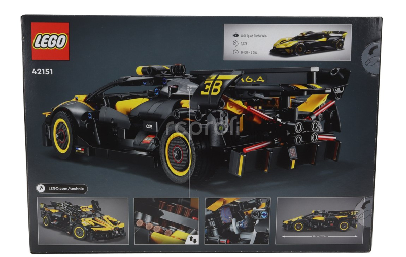 Lego Bugatti Lego Technic - Bolide W16 8.0 Four-turbo 1850hp 500km/h 2020 - 905 Pezzi - 905 Pieces Žlutá Černá