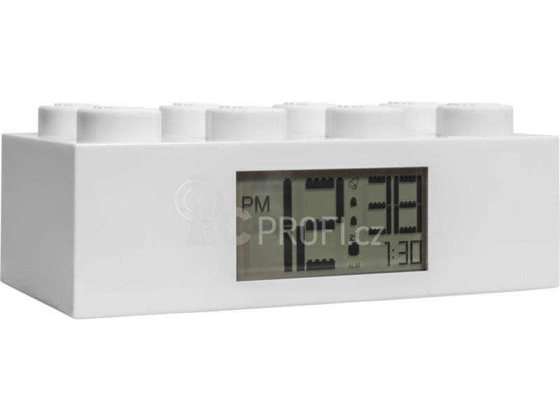 LEGO hodiny s budíkem Brick bílé
