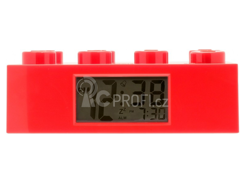 LEGO hodiny s budíkem - Brick červené