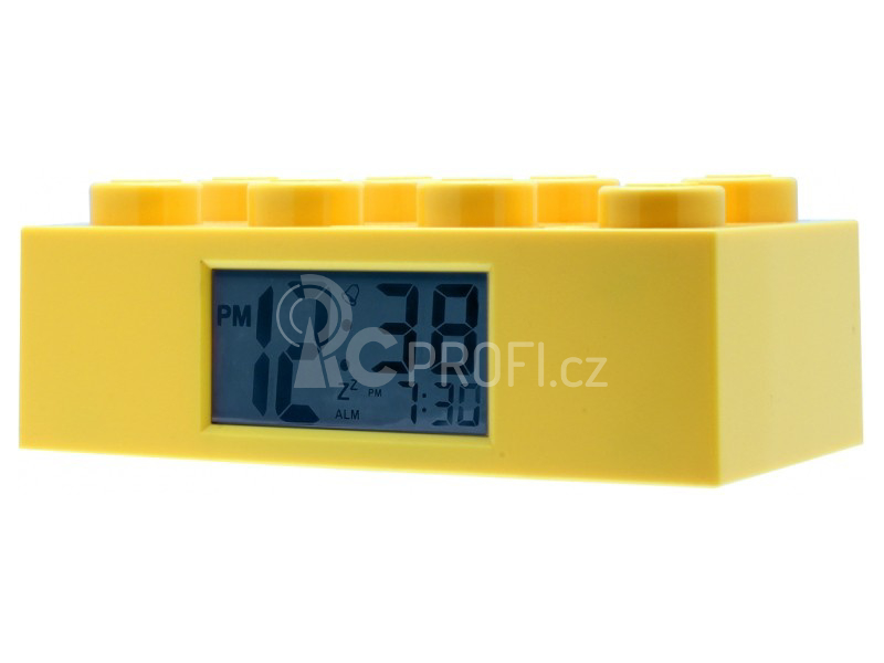 LEGO hodiny s budíkem - Brick žluté