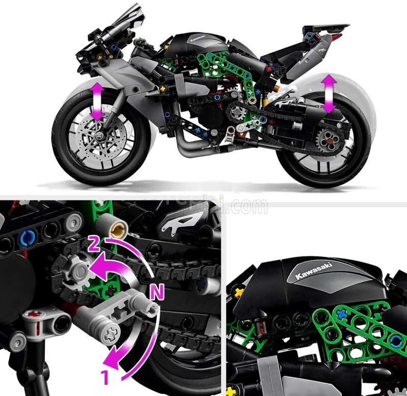 Lego Kawasaki Lego Technic - Ninja H2r - Motorcycle - 643 Pezzi - 643 Pcs 1:8 Black