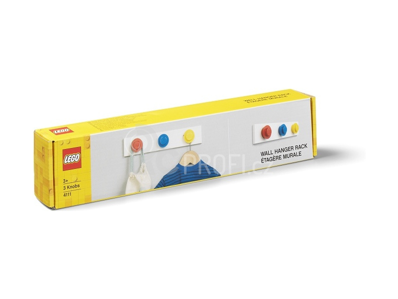 LEGO nástěnný věšák - černá, šedá, tmavě šedá