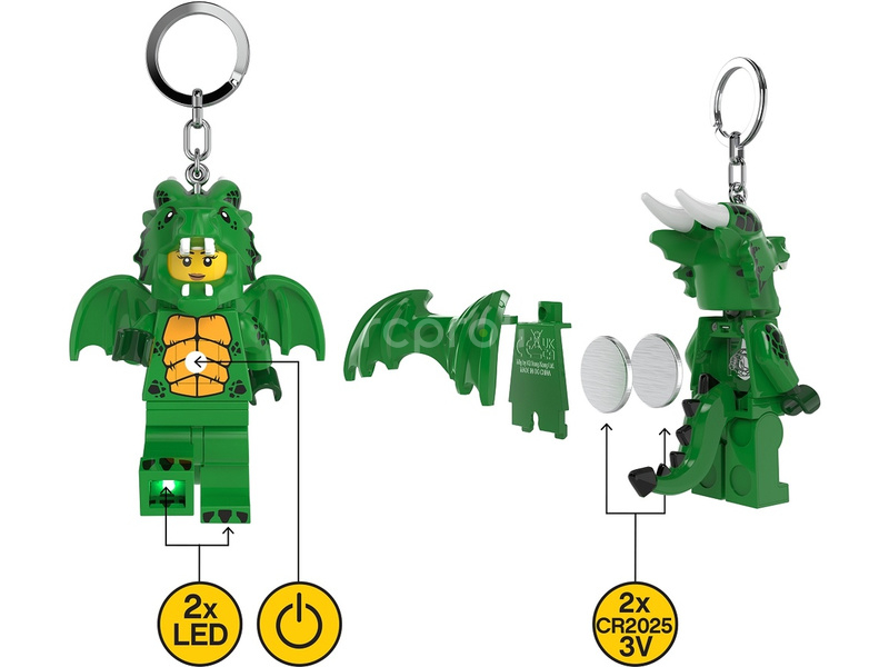 LEGO svítící klíčenka - Zelená dračice