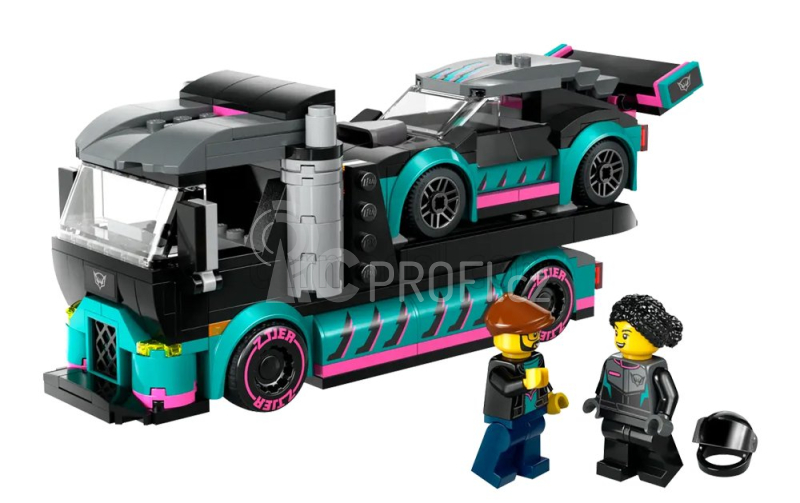 Lego Truck Lego City - Ramp Truck With Race Car - 328 Pezzi - 328 Pieces Černá Zelená
