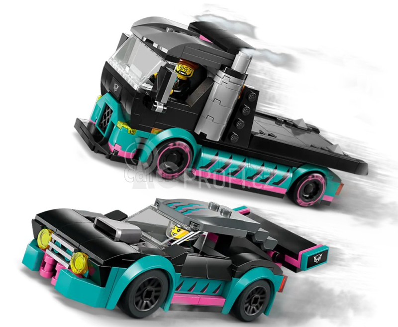 Lego Truck Lego City - Ramp Truck With Race Car - 328 Pezzi - 328 Pieces Černá Zelená