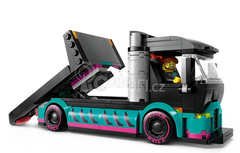Lego Truck Lego City - Ramp Truck With Race Car - 328 Pezzi - 328 Pieces Černá Zelená