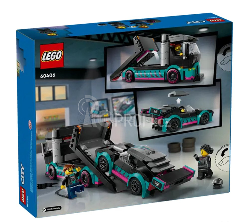 Lego Truck Lego City - Ramp Truck With Race Car - 328 Pezzi - 328 Pieces Černá Zelená